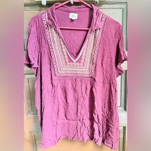 Born Famous Plus Magenta Embroidered Tunic